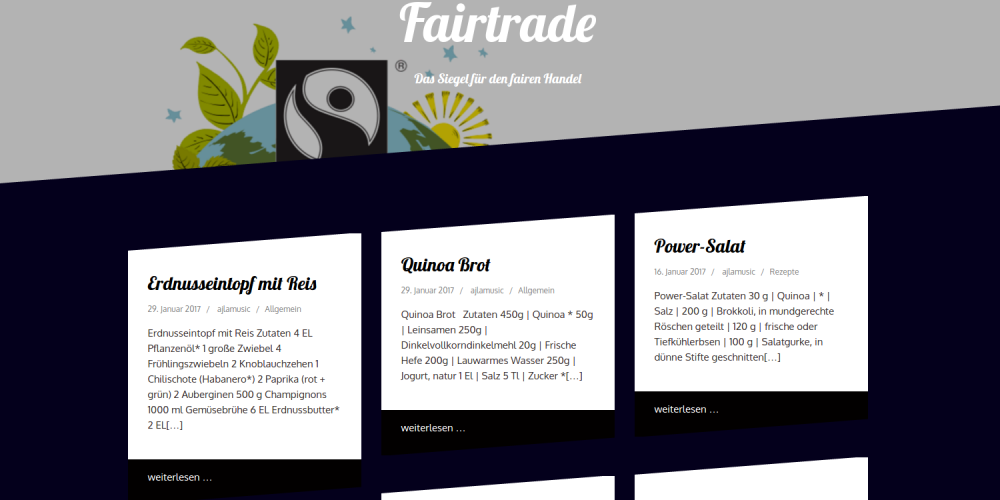 Erstellung von Webseiten zu FairTrade mit WordPress